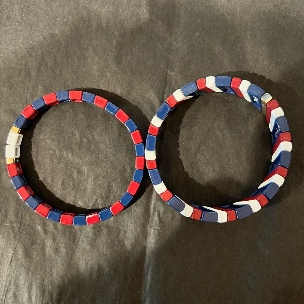 NWOT Roxanne Assoulin Red, Blue, and White Enamel Bracelets